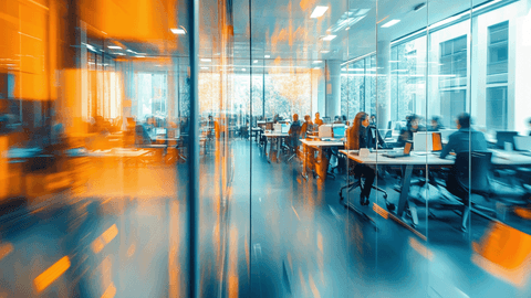 Abstraktissa kuvituskuvassa on toimisto.