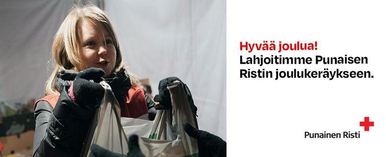Punaisen Ristin kuvassa on ruokapankin työntekijä.